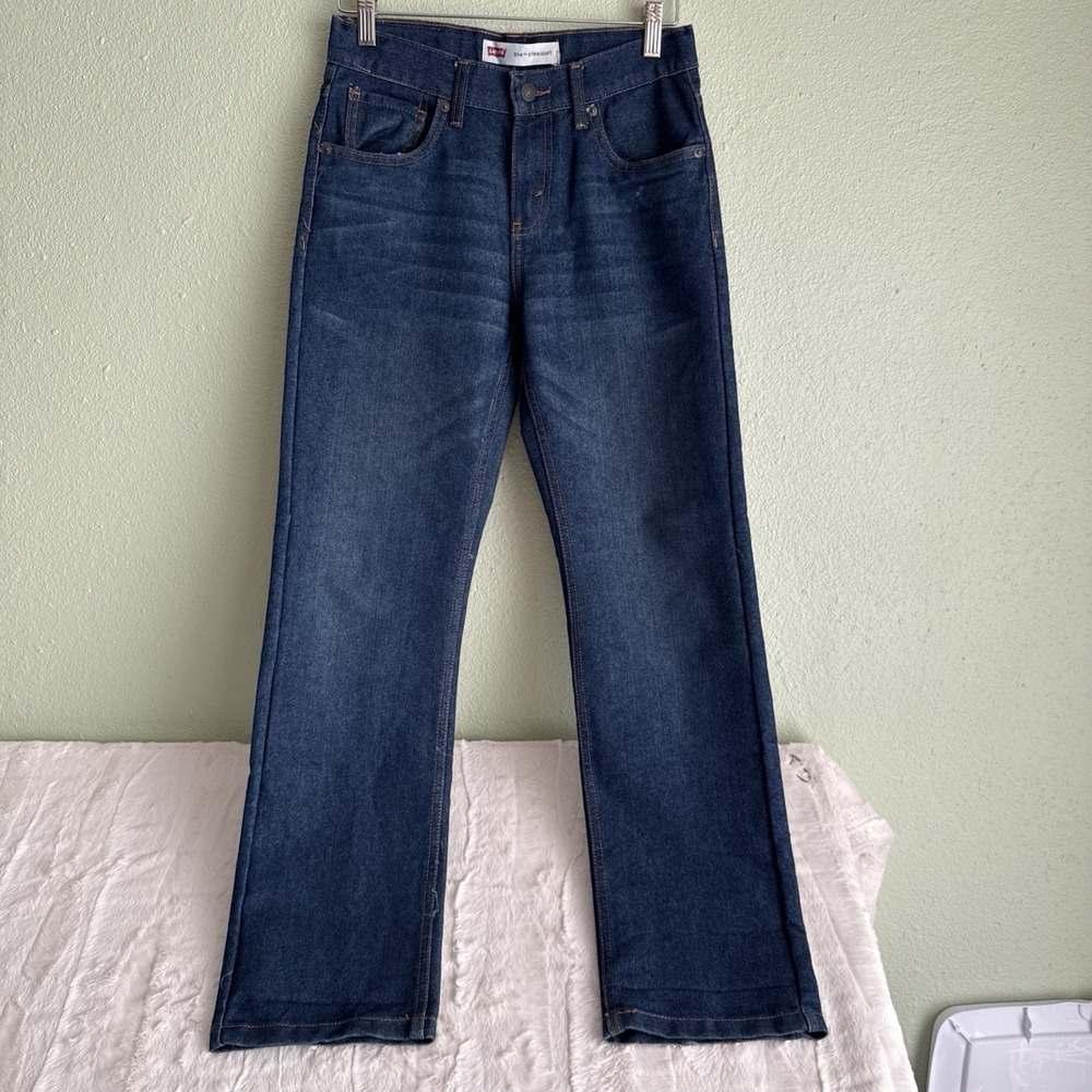 Levi's Adjustable Waist Boys Youth 514 Straight Leg Blue Jeans Size 14R 27x29 - Picture 1 of 7